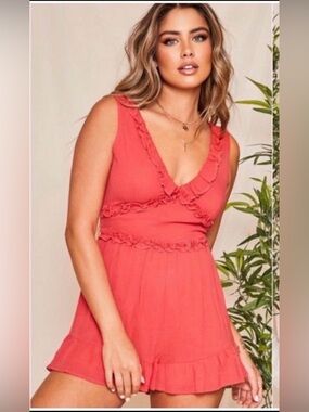 New Watermelon Red Women's Lightweight Cute Summer Beach Fun Romper Outfit
